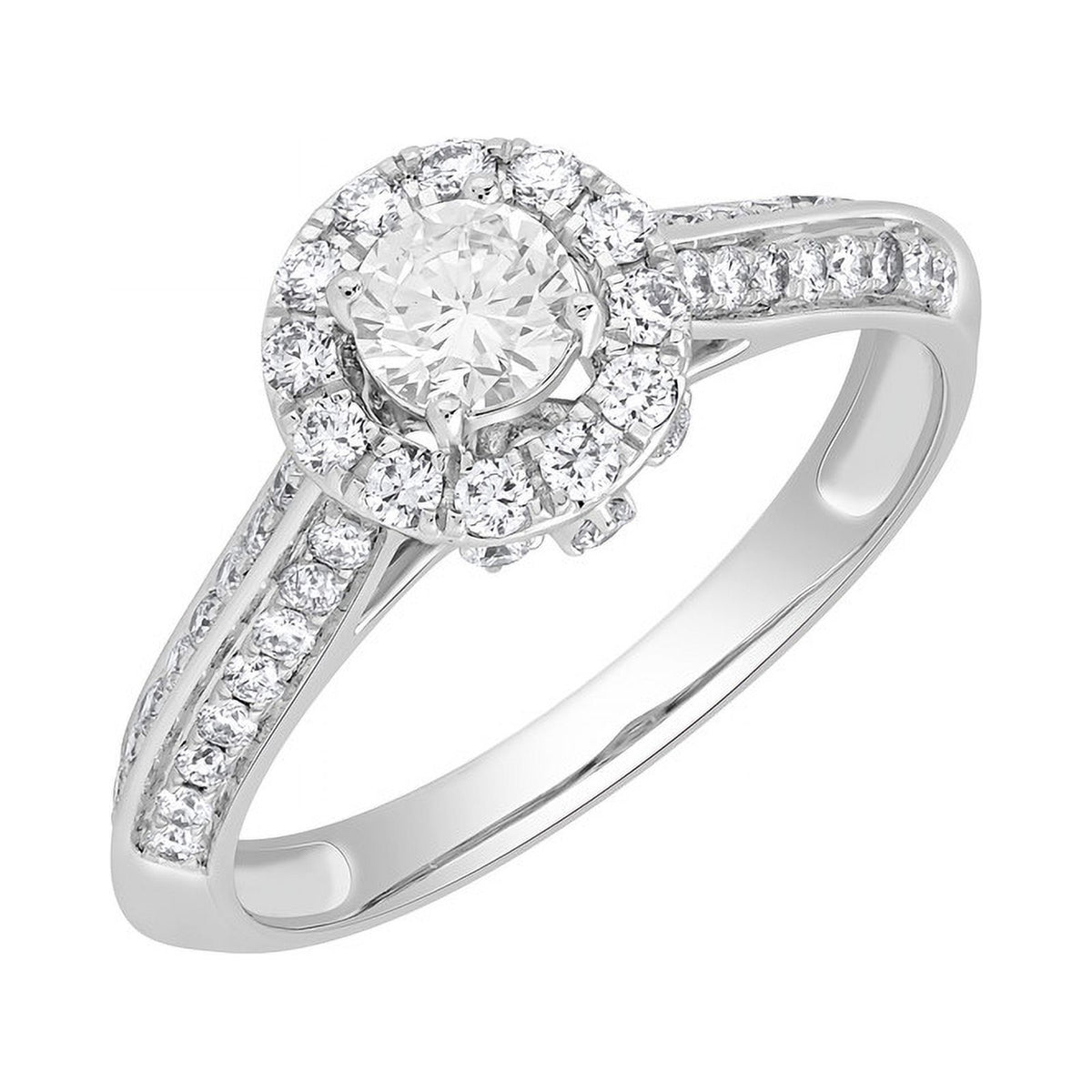 14KT Solid White Gold Lab Created Diamond Engagement Ring L368