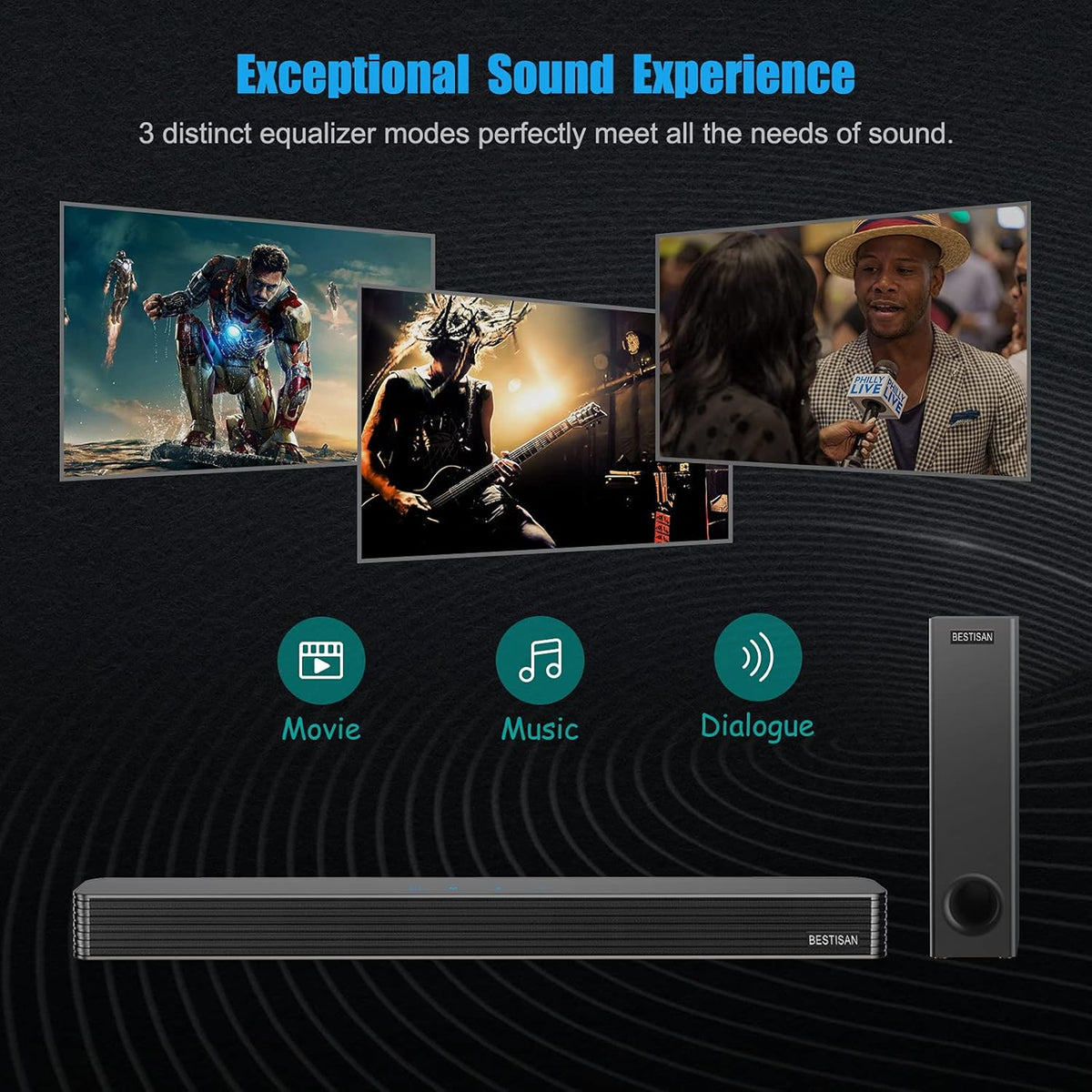 150W Wired & Wireless Bluetooth Sound Bar with Subwoofer P733263