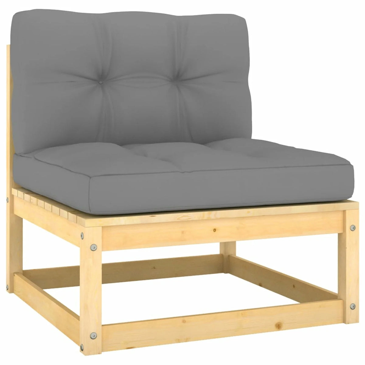 11 Piece Gray Cushion Pinewood Patio Lounge Set I3324