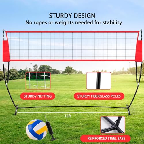 Portable Volleyball Training Net with Adjustable Heights E10381
