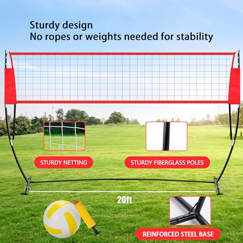 Portable Volleyball Training Net with Adjustable Heights E10381