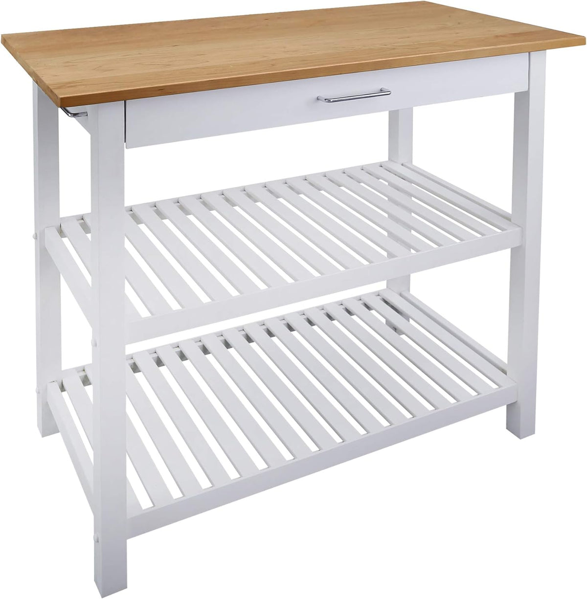 Natural White Kitchen Island with Hardwood Top Q12365