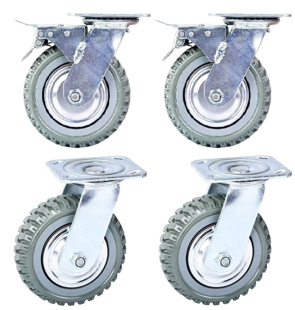 6 inch All Swivel Caster Wheels, Heavy Duty 4Pcs Pack Anti-Skid Rubber Swivel Casters with 360 Degree Top Plate K9000