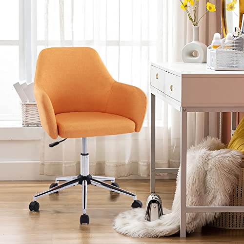 Beige Cotton Linen Swivel Desk Chair with Wheels N2846