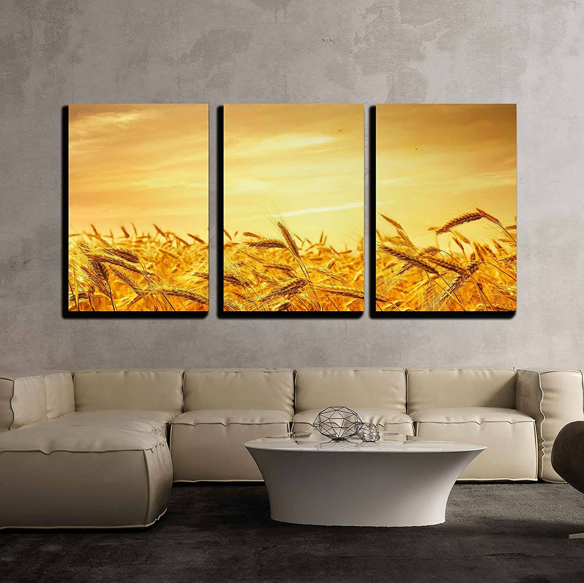 Orange X3 Panels Wall Art W2392