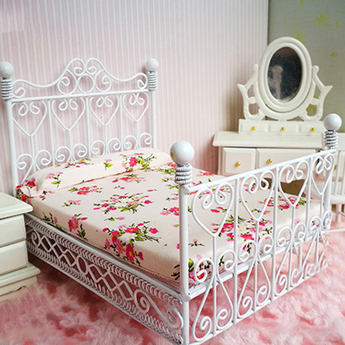 Metal Mini Double Bed Dollhouse Bed B88244