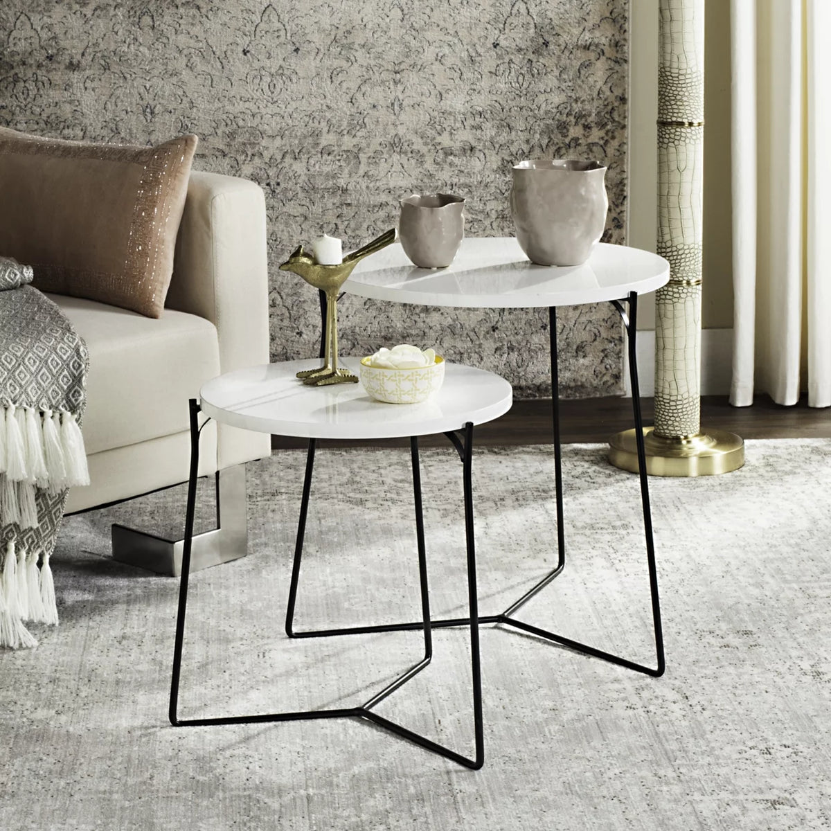 White Lacquer Stacking End Table M1257