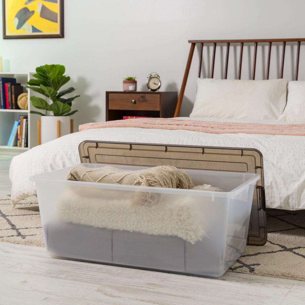 91 Qt. Clear Plastic Storage Bin with Lid, Set of 4 U651