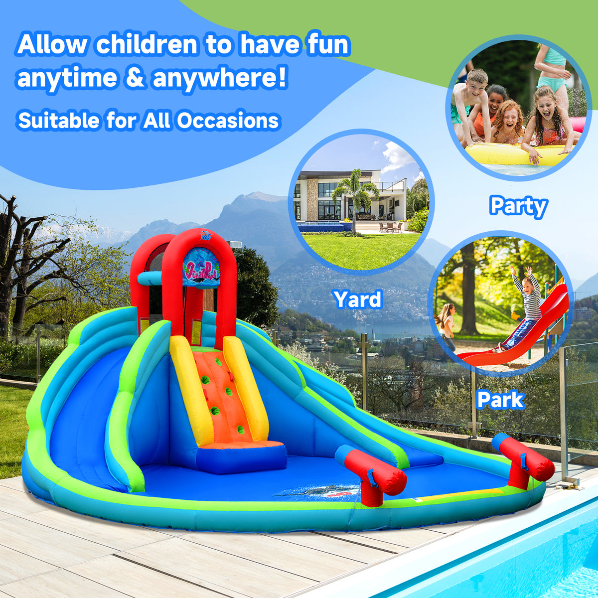 Inflatable Waterslide Bounce House with Handrail S995961