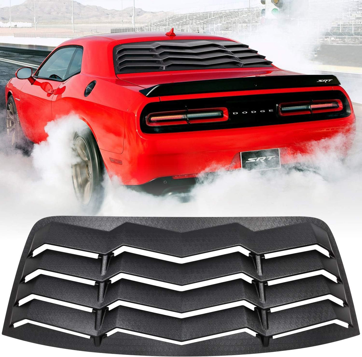 Rear Window Louver Windshield Sun Shade Cover for Dodge Challenger Custom Fit ABS Matte Black U276039