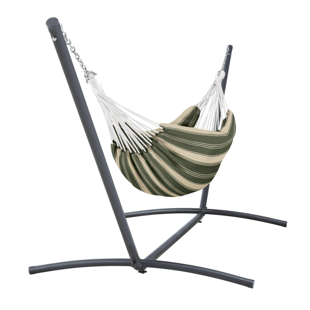 Heather Fern Green Stripe Hammock with Steel Stand O310007