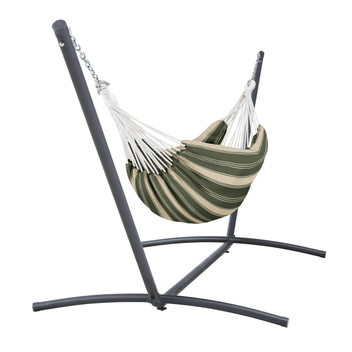 Heather Fern Green Stripe Hammock with Steel Stand O310007