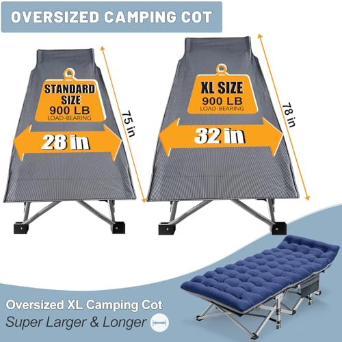 Folding Camping Cot with Pad and Carry Bag J1071