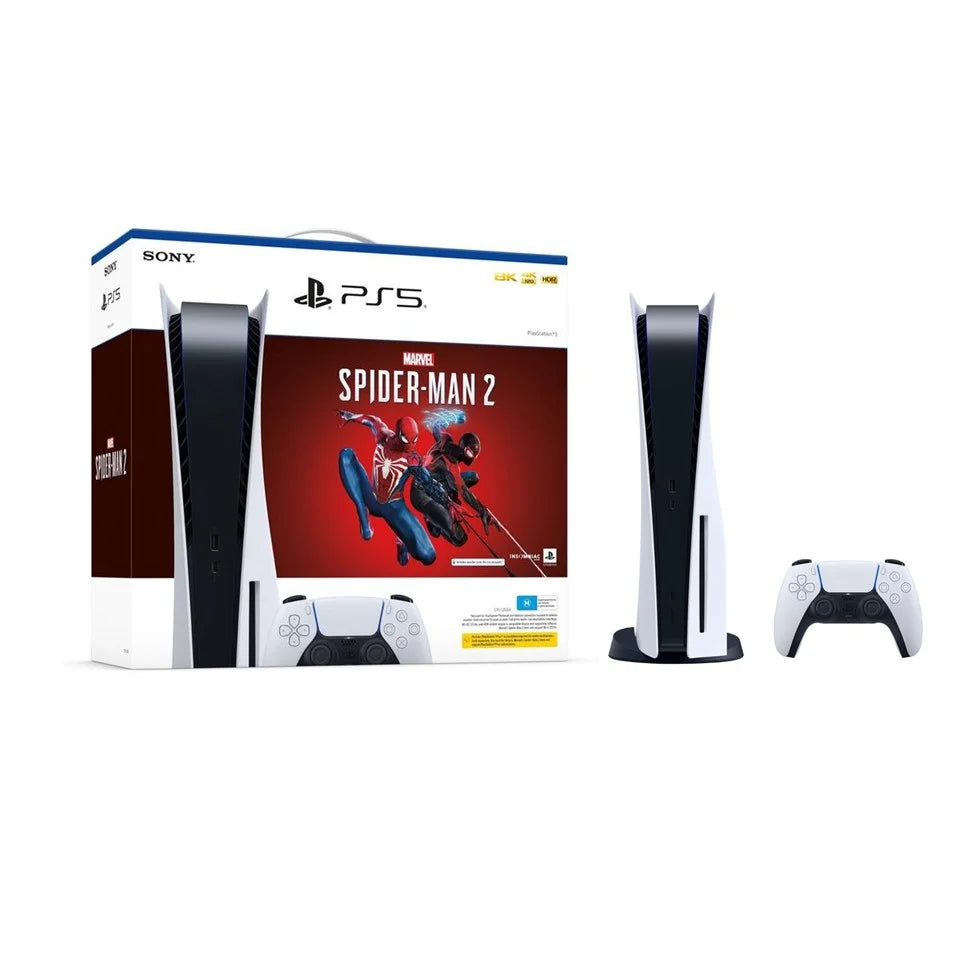 White PlayStation 5 Disc Edition Console with Two Controllers U4109