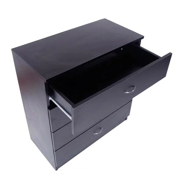 Black 4 Drawer Bedside Table O529459