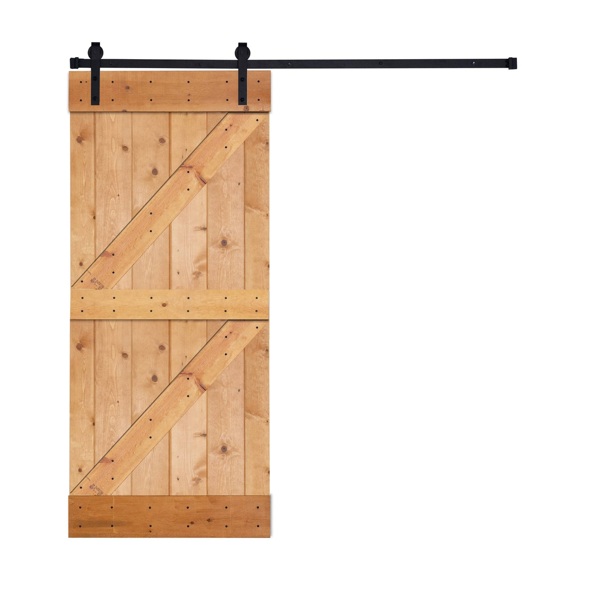 Dark Walnut Paneled Wood Barn Door with Installation Hardware Kit A8760