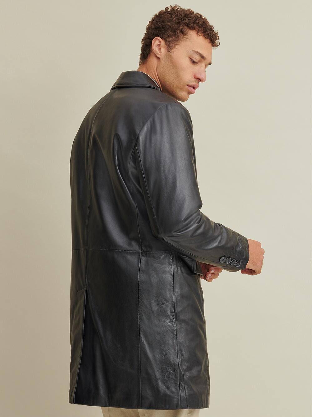 Black Leather Topper Coat I647543