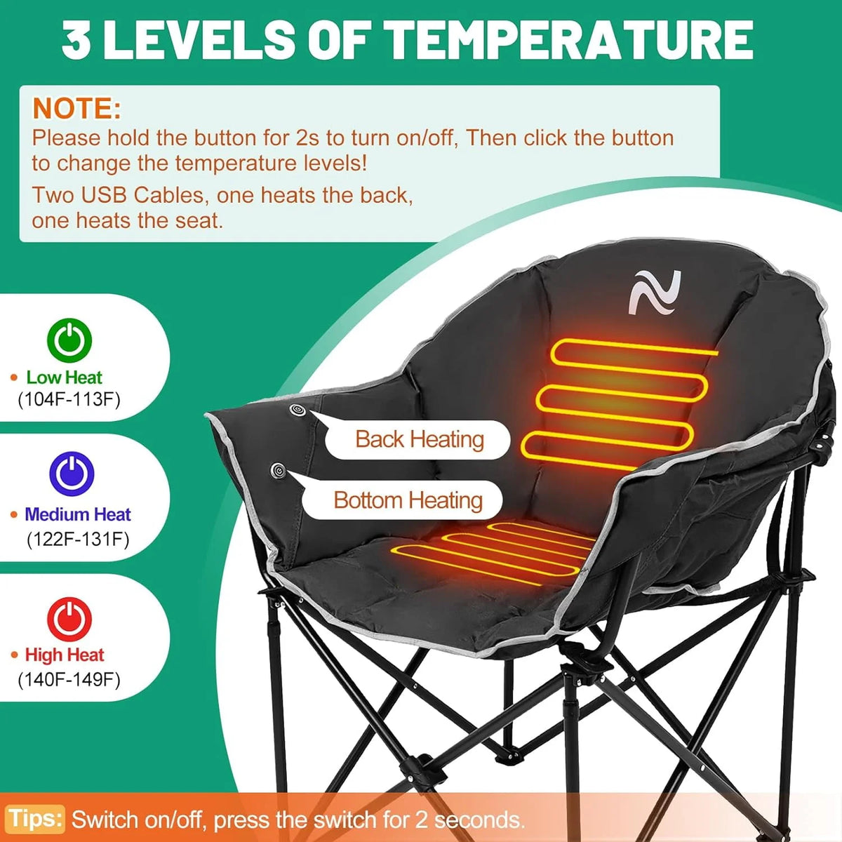 Oversized Heated Camping Chair X488639