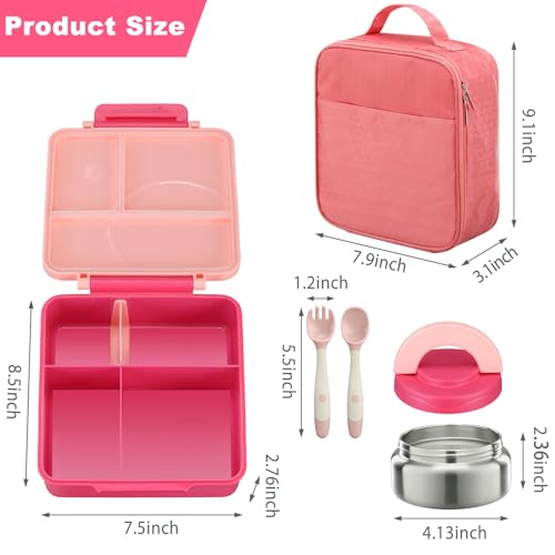 Black Bento Lunch Box Set with 8oz Soup Thermo and Insulated Lunch Bag T893