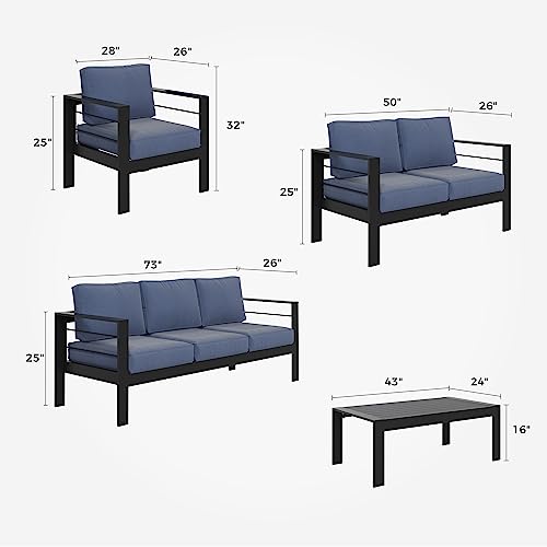 7 Seats Aluminum Patio Furniture Set with Coffee Table I326175