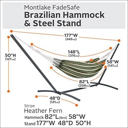 Heather Fern Green Stripe Hammock with Steel Stand O310007