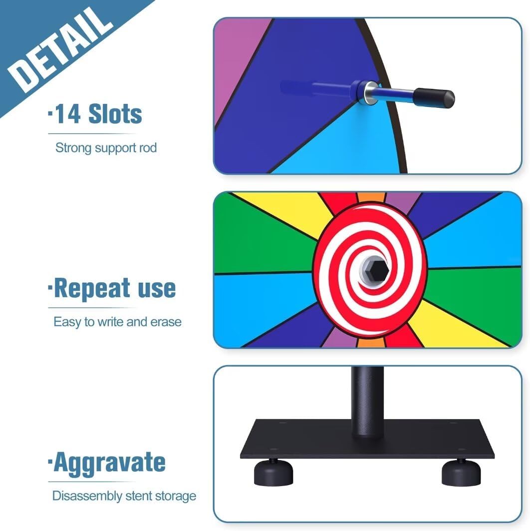 14 Slot Heavy Duty Spinning Prize Wheel with Base I44297