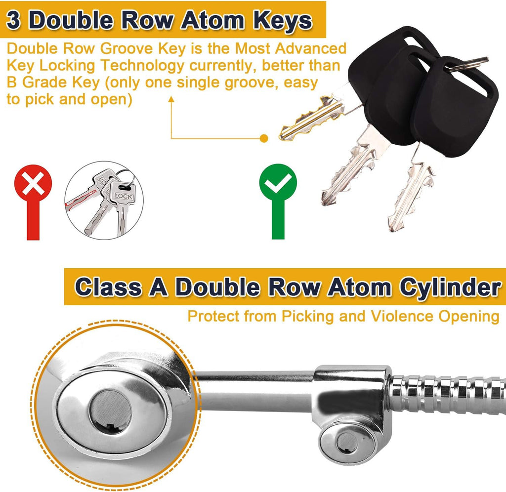 Universal Steering Wheel Brake Lock Retractable Double Hook Car Clutch Pedal Lock with 3 Keys I8264