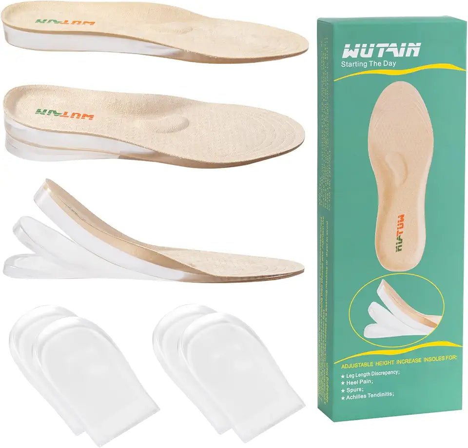 Adjustable Height Increase Insoles 3 Layers Gel Heel Lift 1 Pair Small O381225