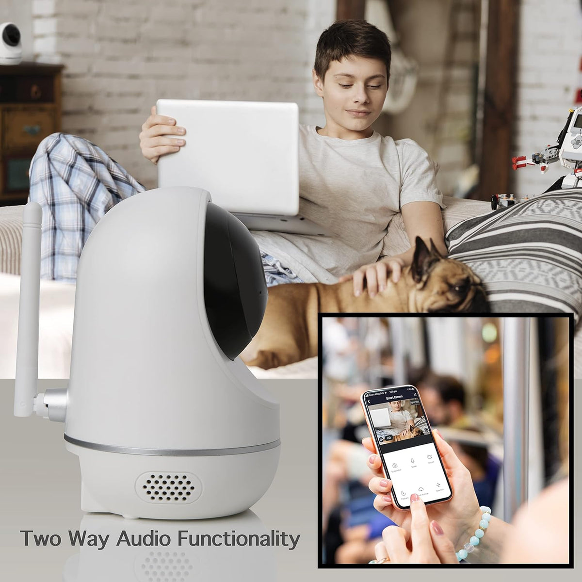 Wi-Fi Camera Pan Tilt Zoom with Audio & Video Recording, Pack of 2 I267440