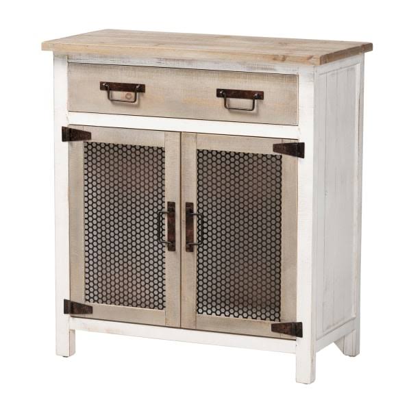 White/Oak Brown 2-Door Storage Cabinet E7667