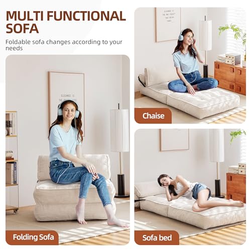 Grayish Blue Folding Sofa Bed with Corduroy Fabric J851058
