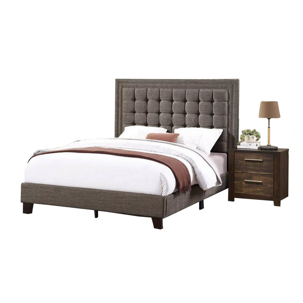 Queen Size Tufted Upholstery Bed T7577