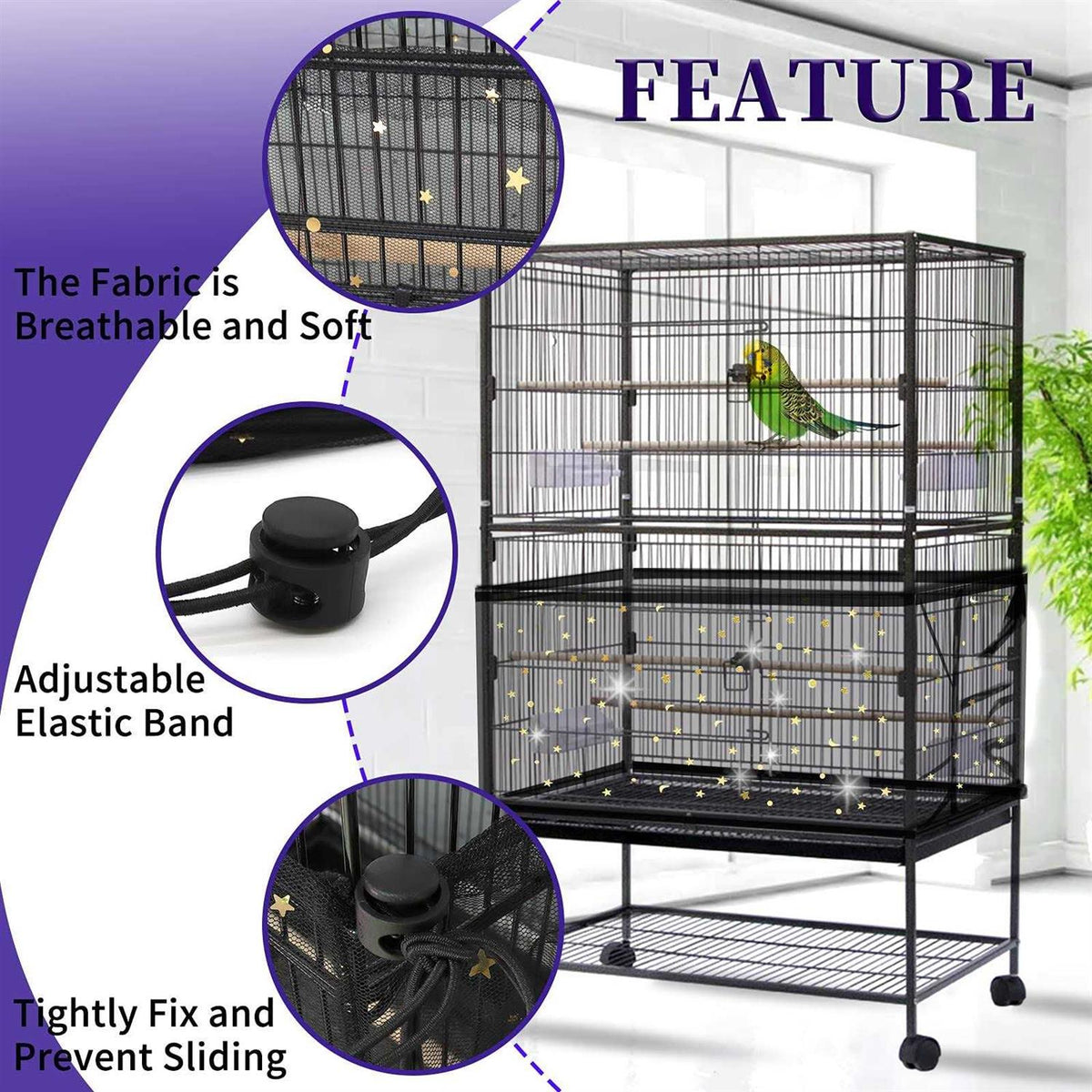 Large Bird Cage Cover Adjustable Nylon Mesh Net E111381