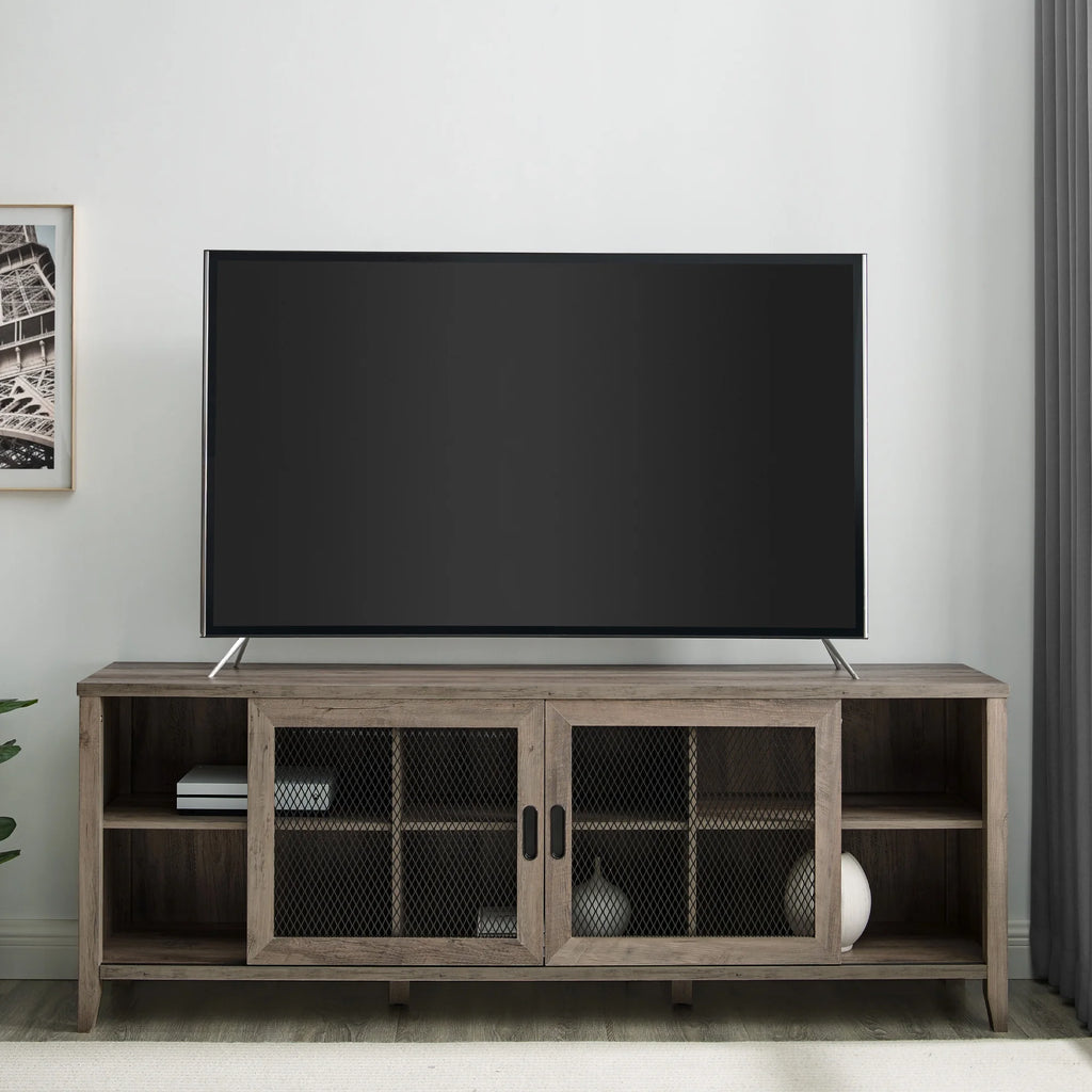 Grey Wash Sliding Door TV Stand T6278