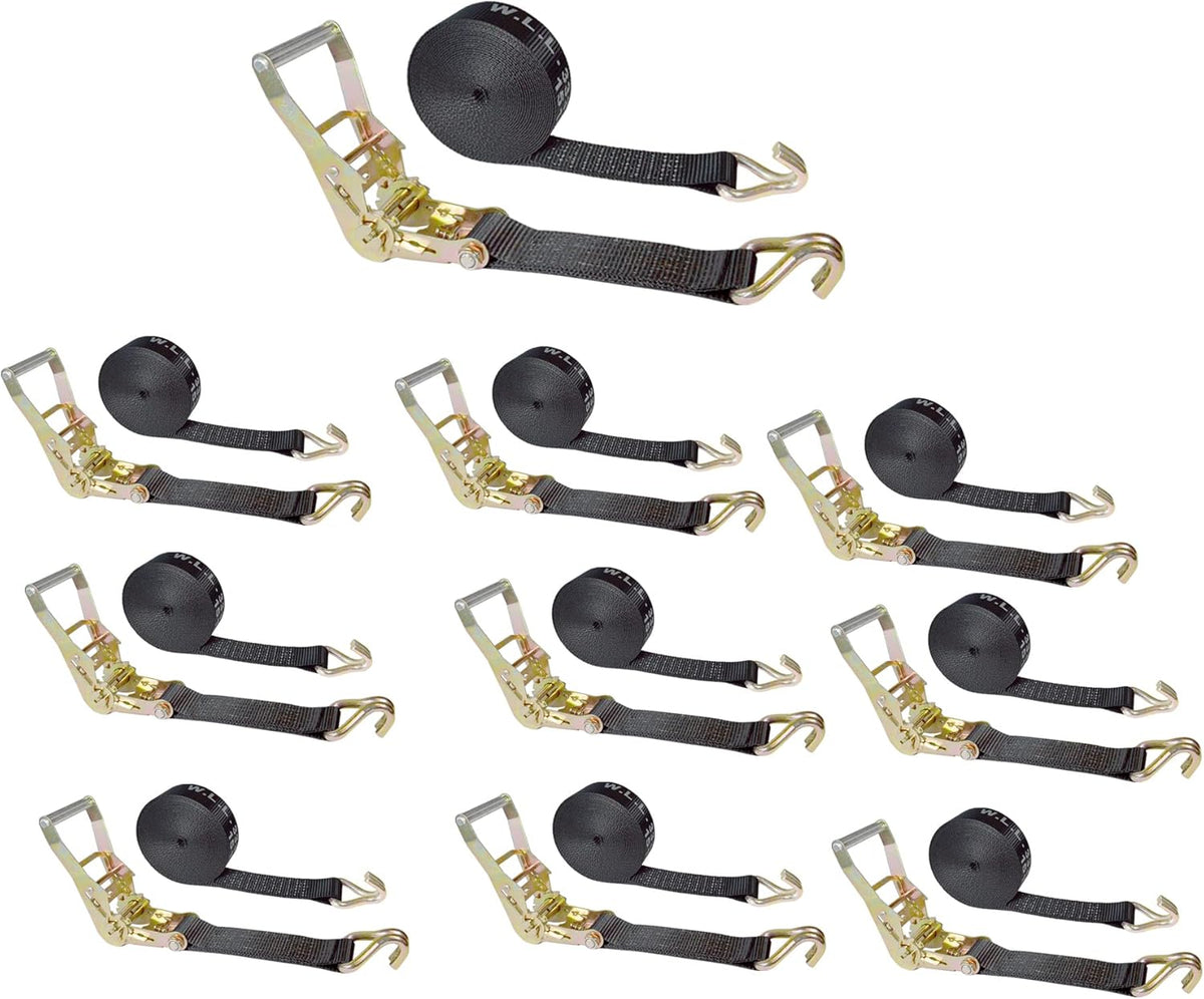 2” x 30’ Double Wire J Hook Ratchet Straps 8 Pack O60938