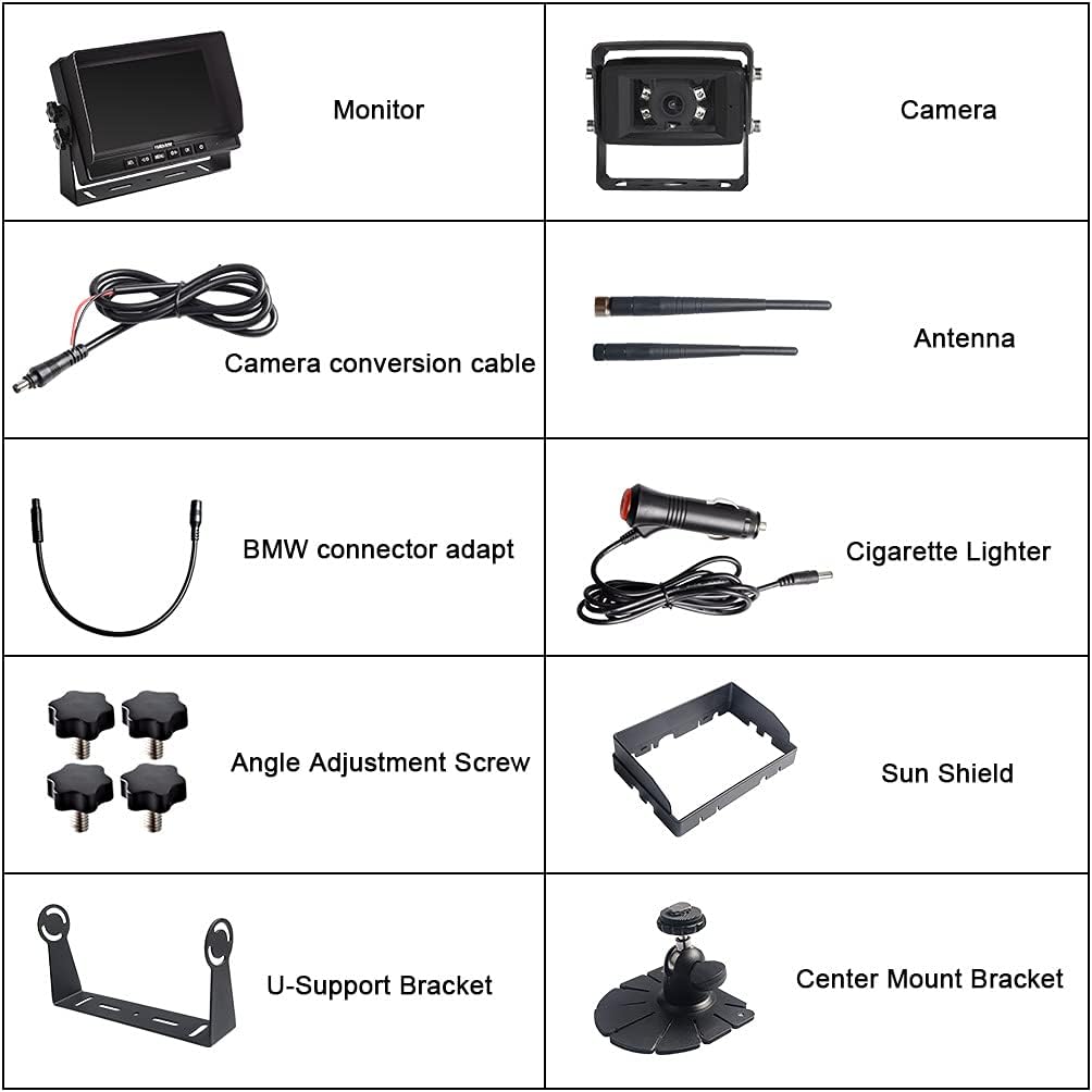 Wireless RV Backup Camera System 7'' Monitor with Infrared Night Vision I499
