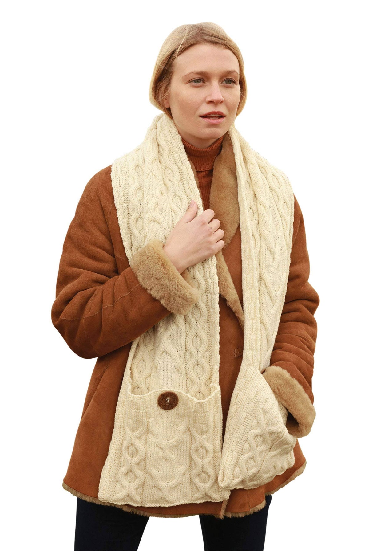 Natural Wool Pocket Scarf P32343