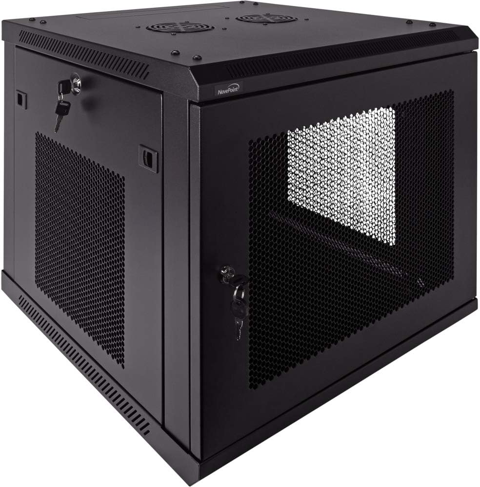 9U Wallmount Cabinet Enclosure 19-Inch Server Network Rack with Locking Perforated Door Black Y74176