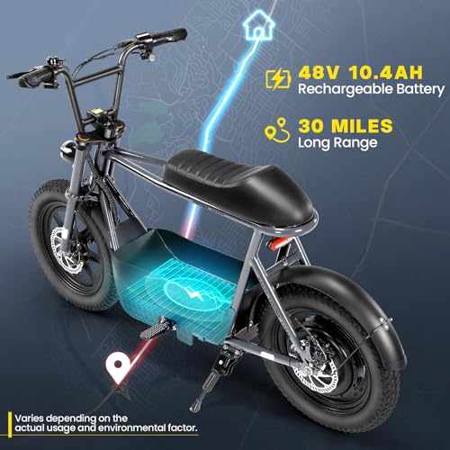 Electric Scooter with Seat, Fat Tire, Storage Basket Z886