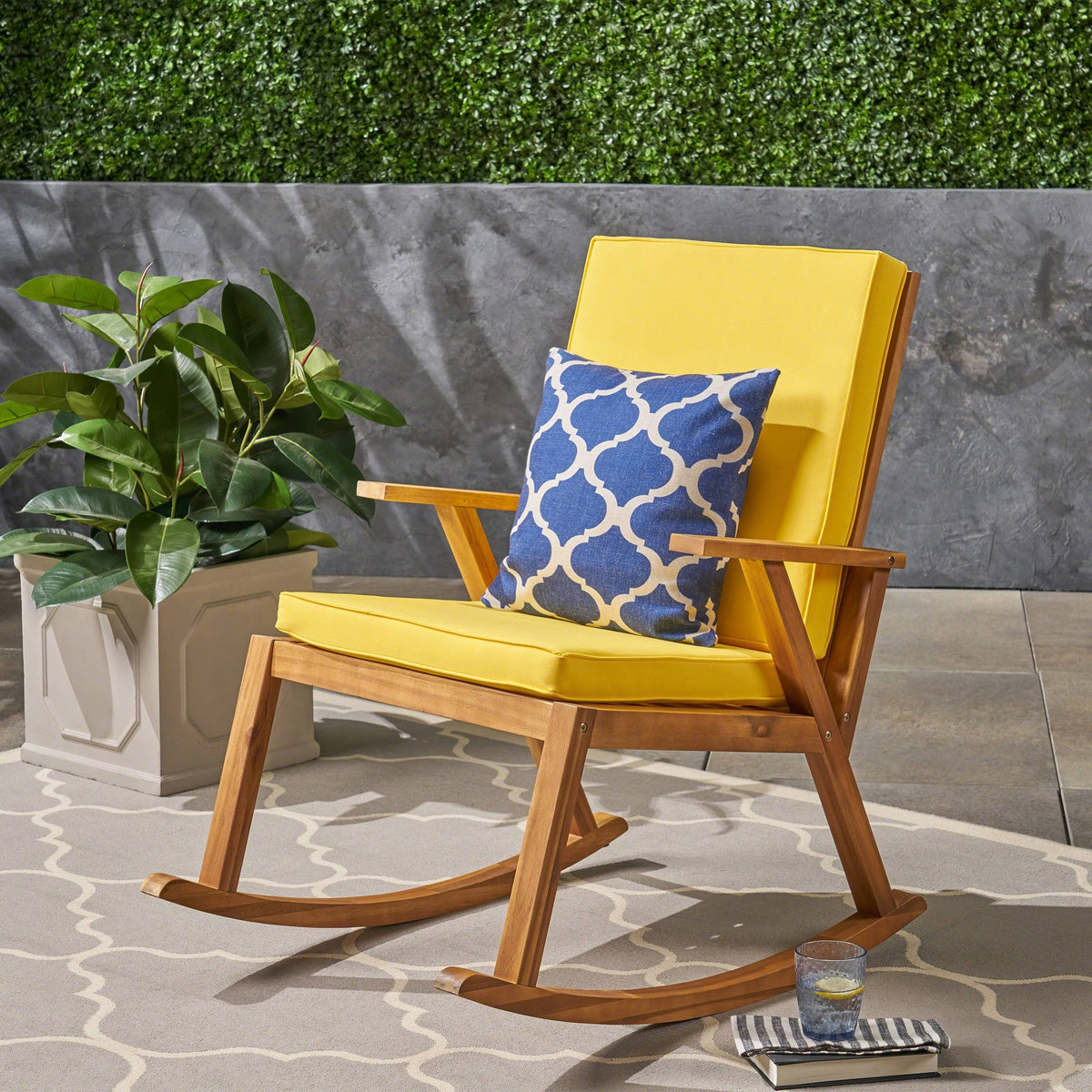 Gray Acacia Wood Rocking Chair U7166