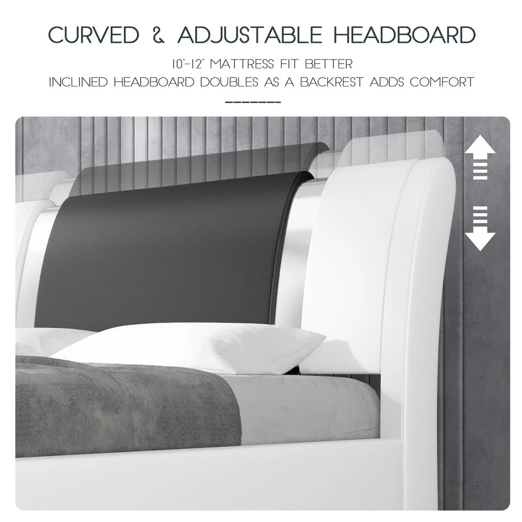 King Size Bed Frame with Adjustable Headboard O330485
