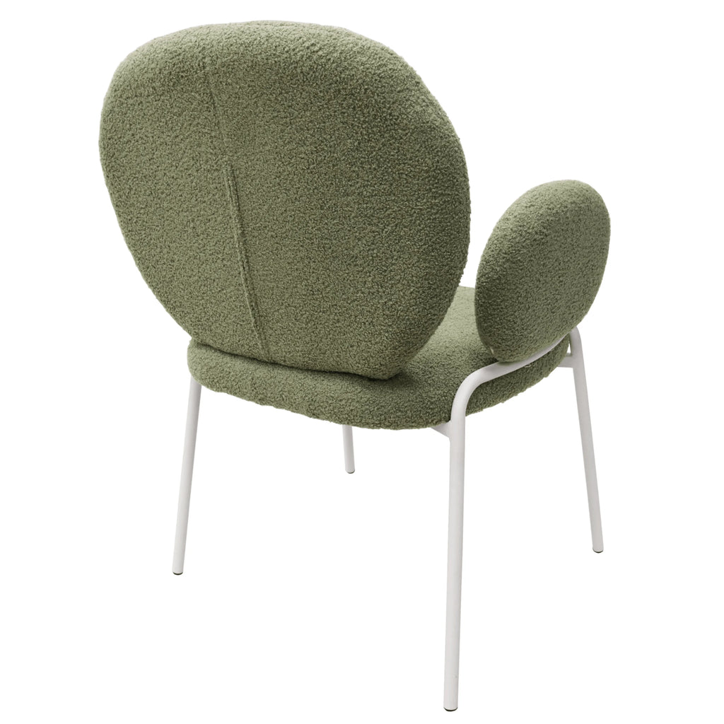 Green Boucle Dining Chair with Arms R5636
