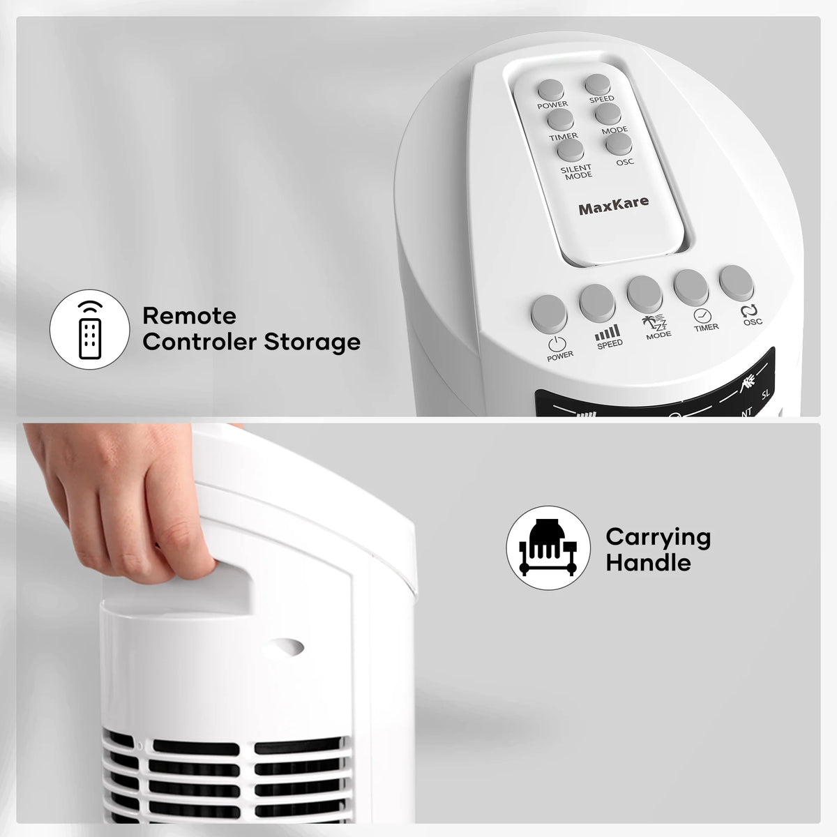 30 Tower Fan Oscillating Fan 60dB Quiet Cooling Fan with Remote Control 3 Speeds 3 Wind Modes Timer White D920769