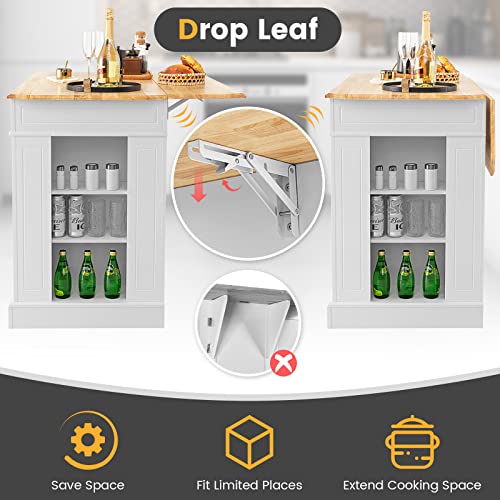 Black Rubber Wood Kitchen Island with Drop Leaf B180