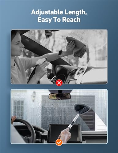 Windshield Cleaner with 4 Reusable Microfiber Pads and Extendable Handle L262