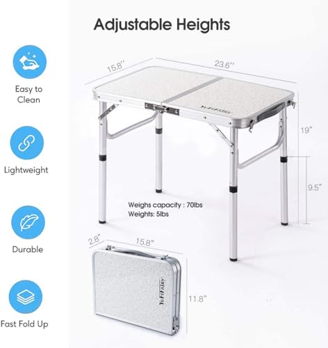 Folding Camp Table Adjustable Height Aluminum V306140