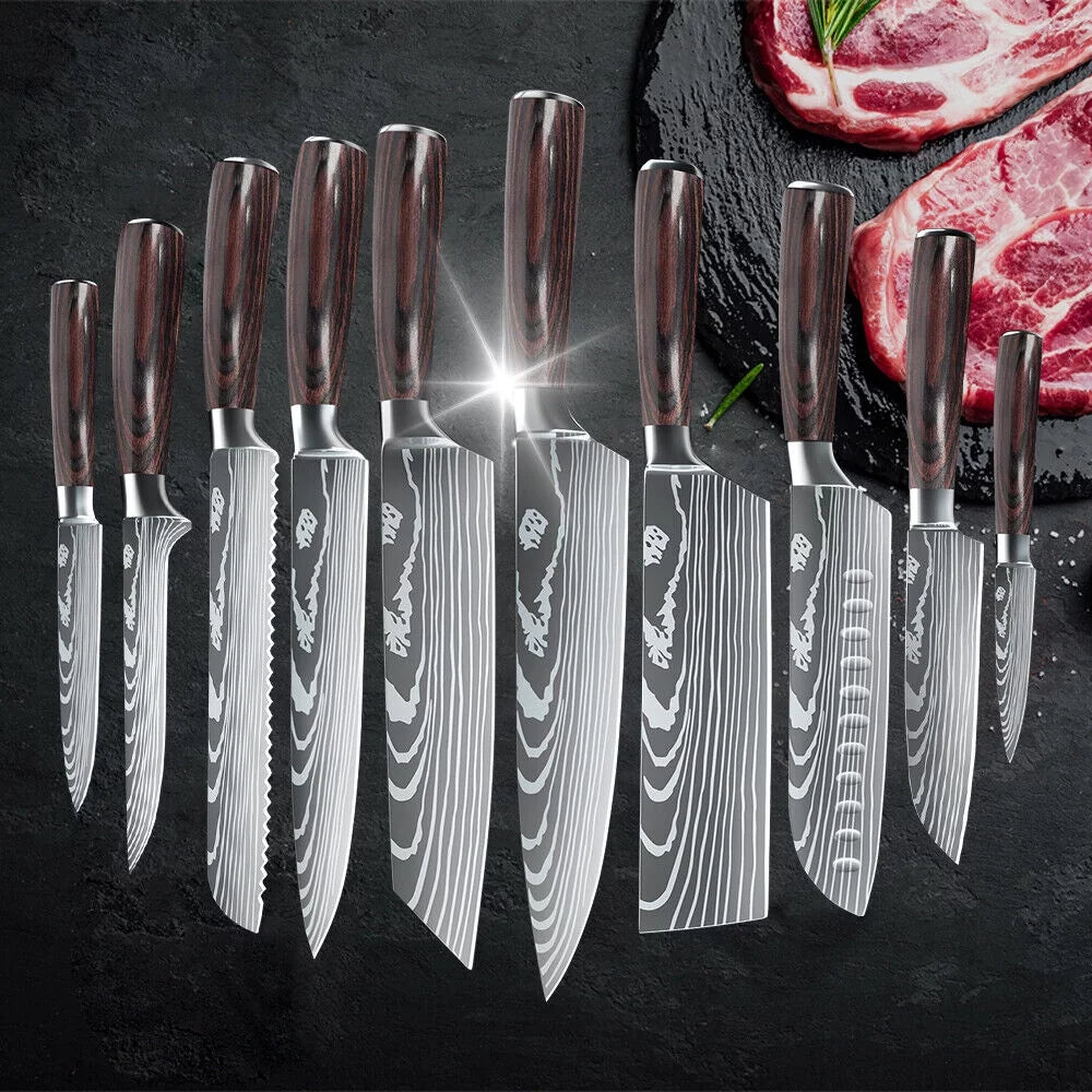 10 Pc Damascus Stainless Steel Knife Set S145