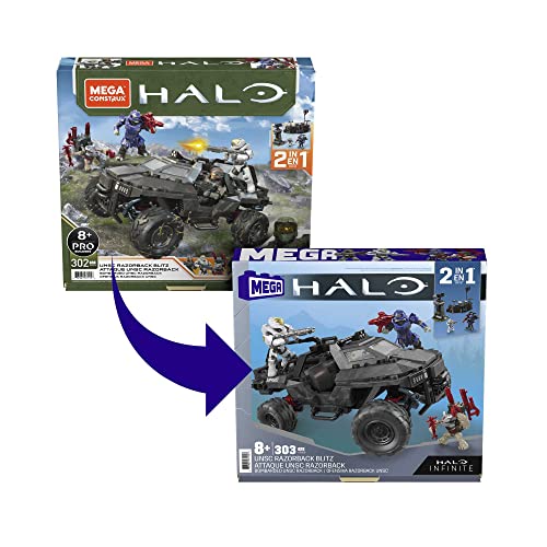 303 Piece UNSC Razorback Blitz Vehicle Building Toy Set with 4 Micro Action Figures J831727