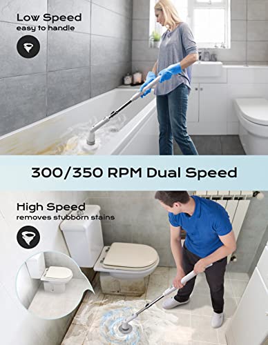 Cordless Electric Spin Scrubber with 2 Adjustable Speeds and 4 Replaceable Heads B836