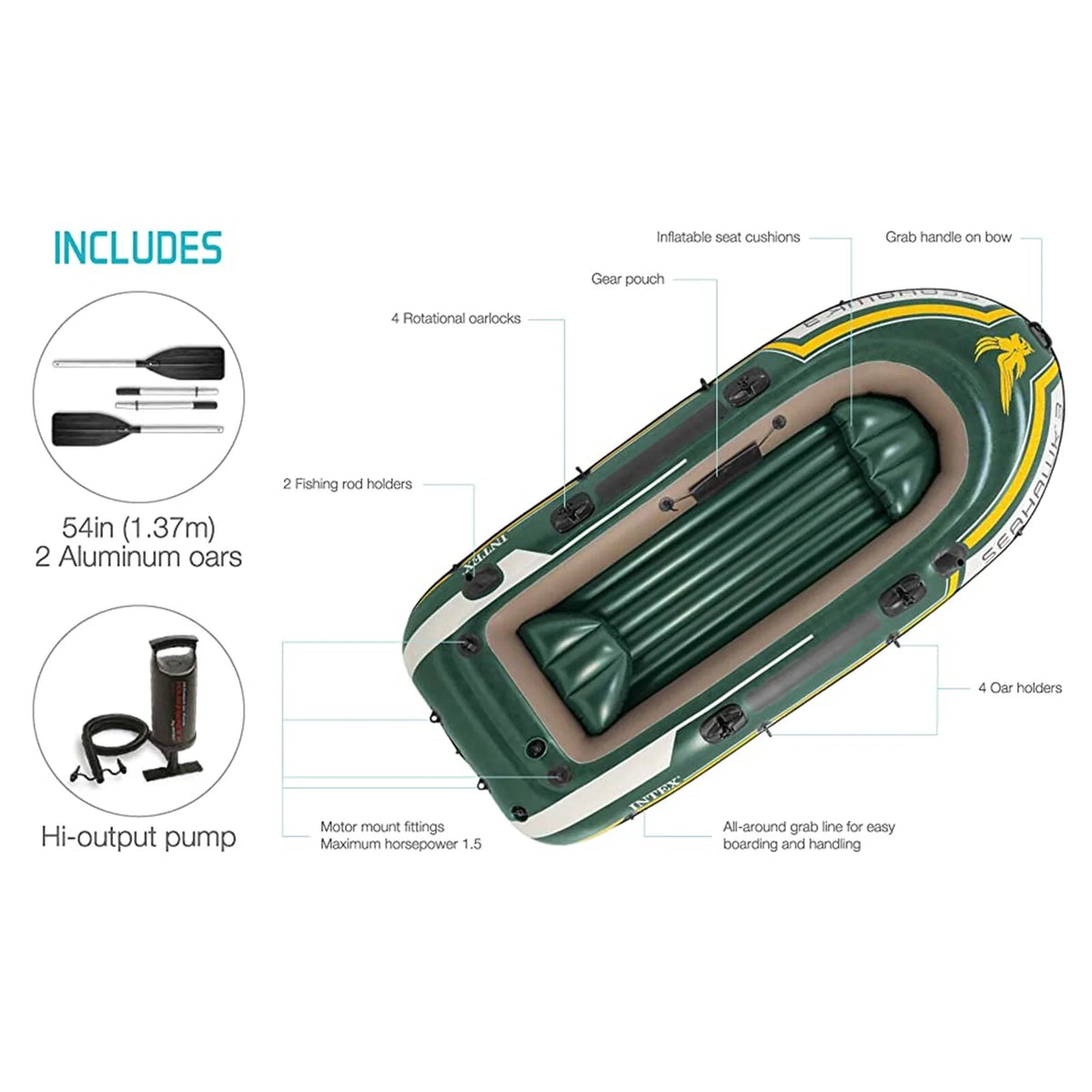 Inflatable Rafting Boat Set 3 Person with Oars and Pump S251